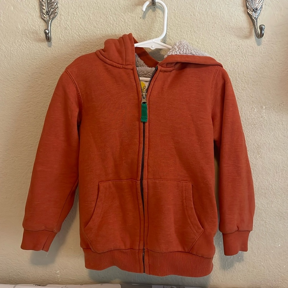 Boys Size 4-5 Orange Fox Hoodie